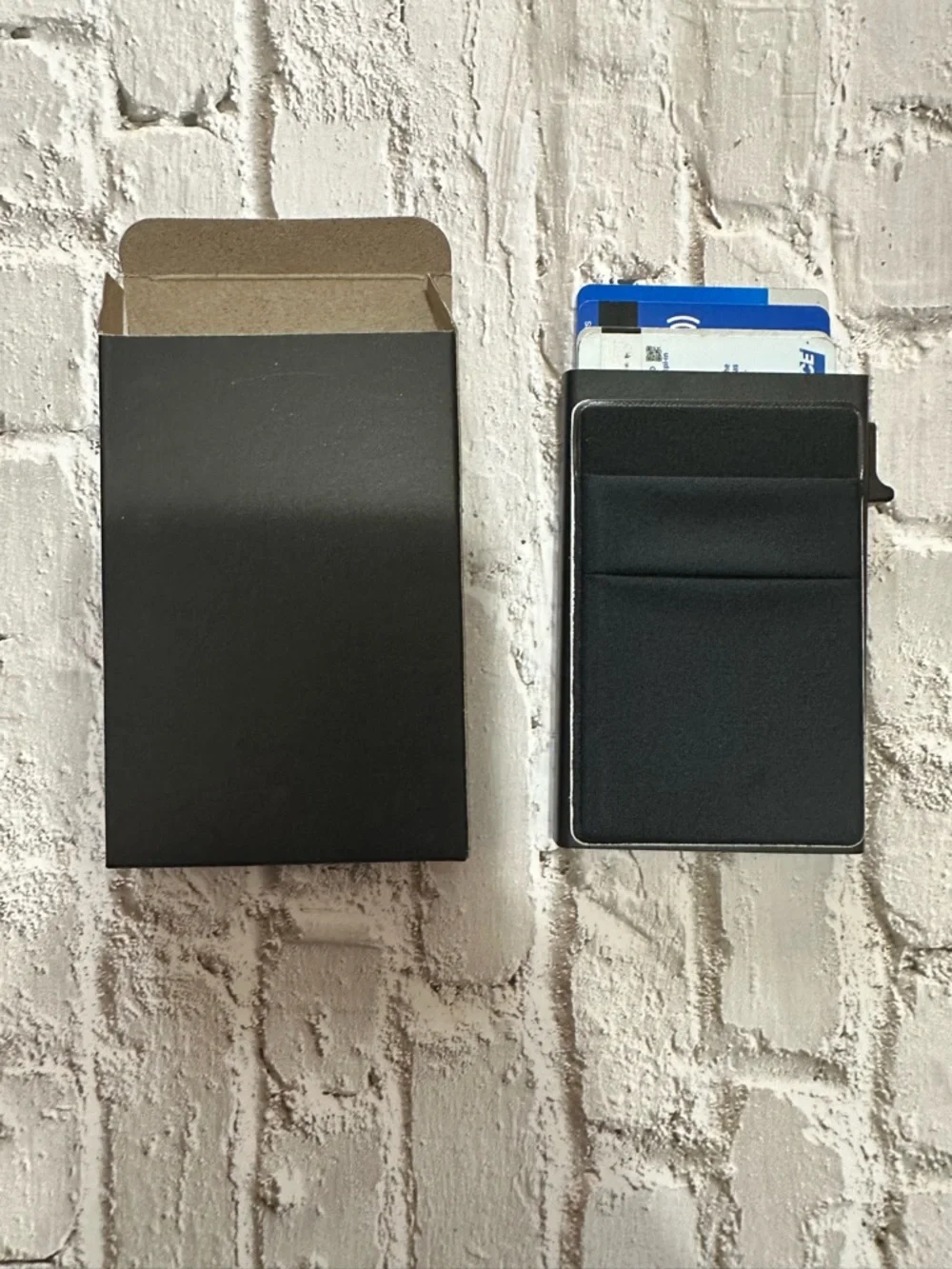 Sleek Black Minimalist yo Card Holder Wallet RFID blocking pop up